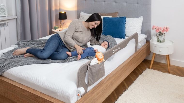 Lionelo, Eva, barierka ochronna do łóżka, Grey Melange