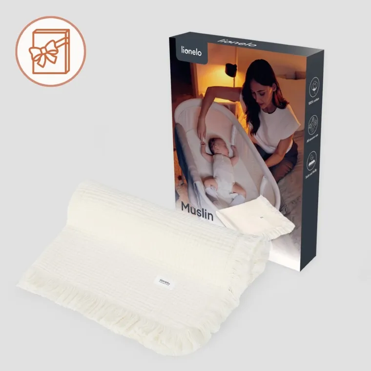 Lionelo, kocyk muślinowy, Natural Cream, 70-100 cm