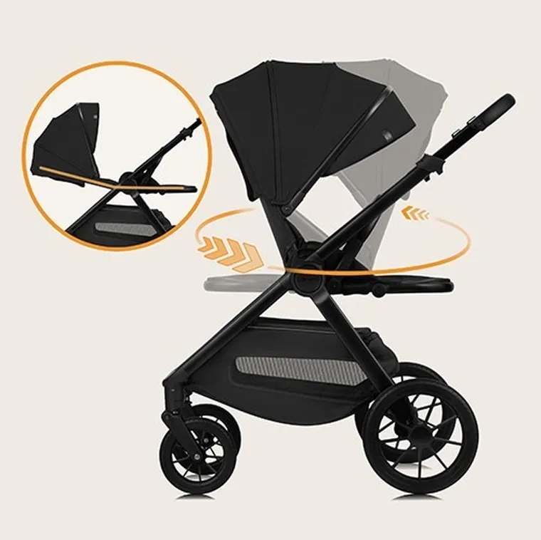 Lionelo, Layla, wózek wielofunkcyjny, 3w1, Black Onyx