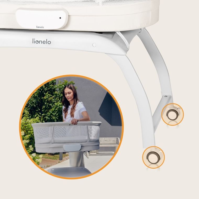 Lionelo, łóżeczko-kołyska z funkcją wagi, coral white