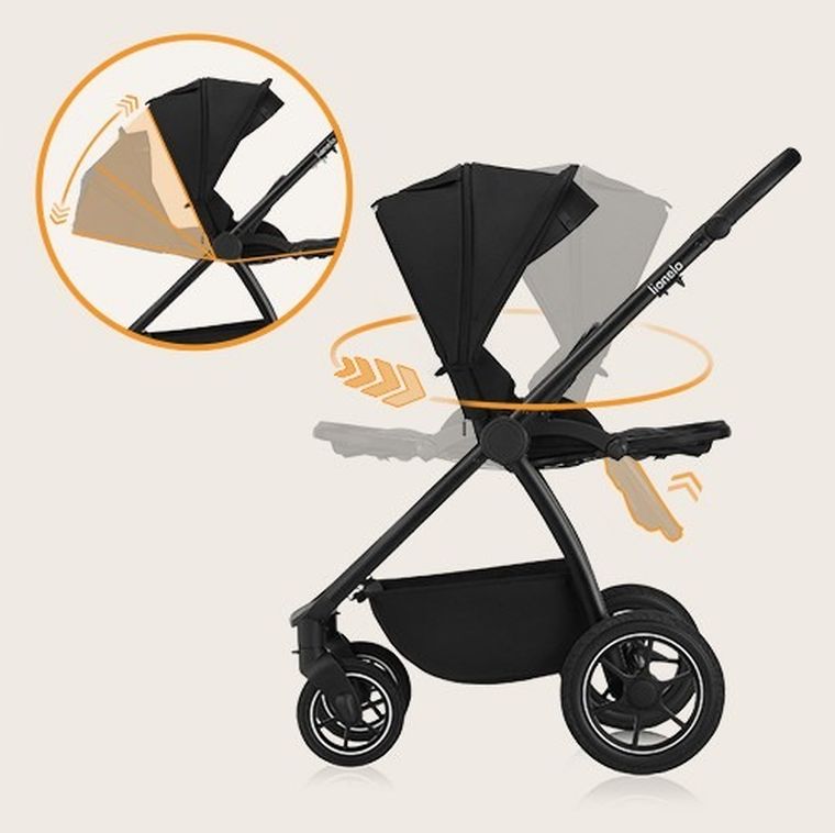 Lionelo, Meril, wózek wielofunkcyjny, 2w1, Black Onyx