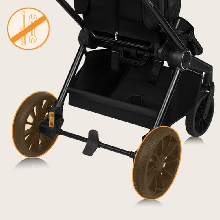 Lionelo, Mika Plus, wózek wielofunkcyjny 2w1, Black Onyx