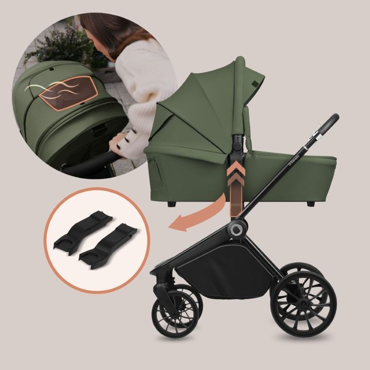 Lionelo, Mika Plus, wózek wielofunkcyjny, 3w1, Green Olive