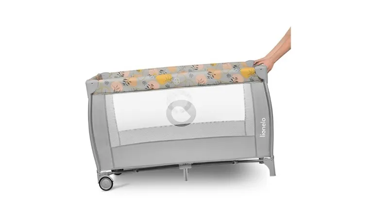 Lionelo, Stefi Plus, łóżeczko turystyczne, dwupoziomowe, składane, Pink Yellow