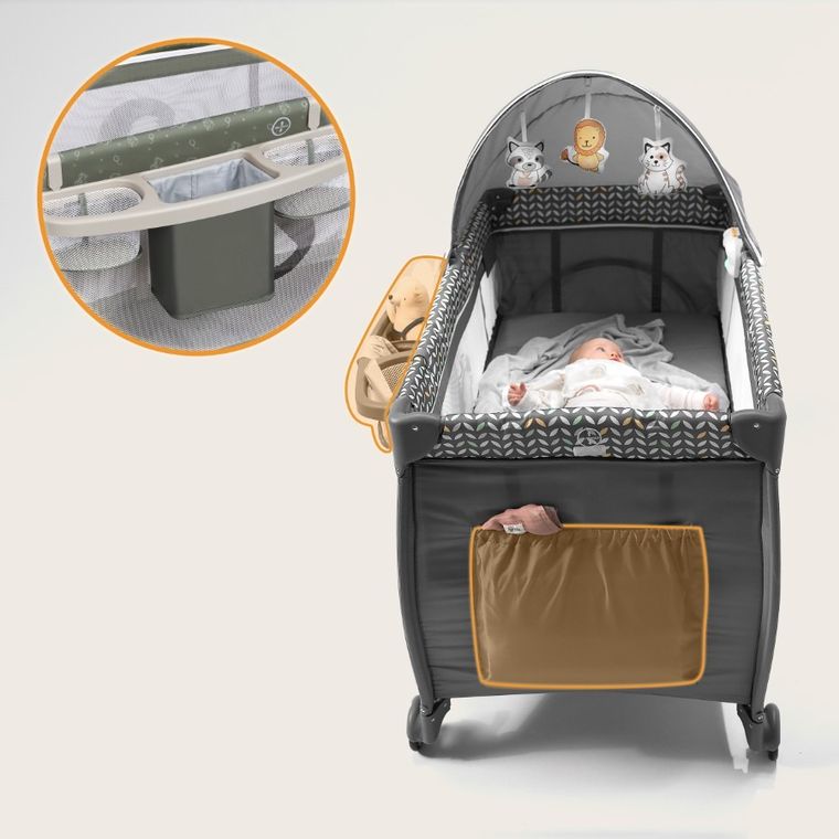 Lionelo, Sven Plus, łóżeczko turystyczne z akcesoriami, Beige Olive