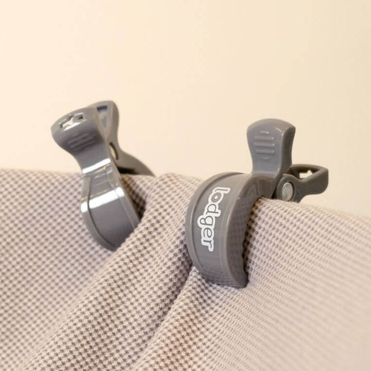 Lodger, Carbon, zestaw uniwersalnych klipsów do wózka, szare, 2 szt.