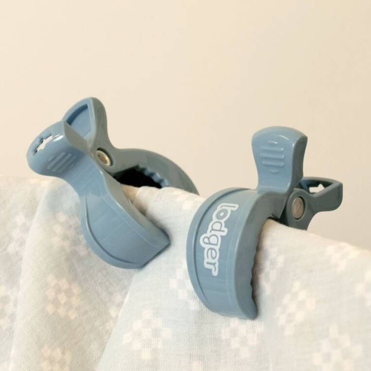 Lodger, Ocean, zestaw uniwersalnych klipsów do wózka, niebieskie, 2 szt.