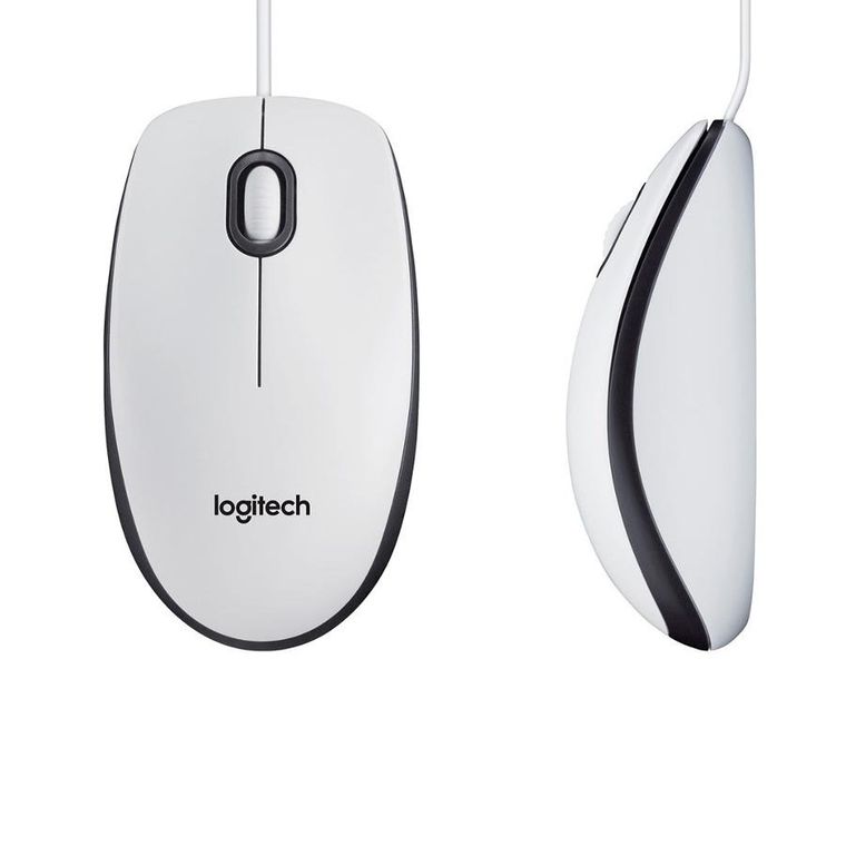 Logitech, M100, mysz, white