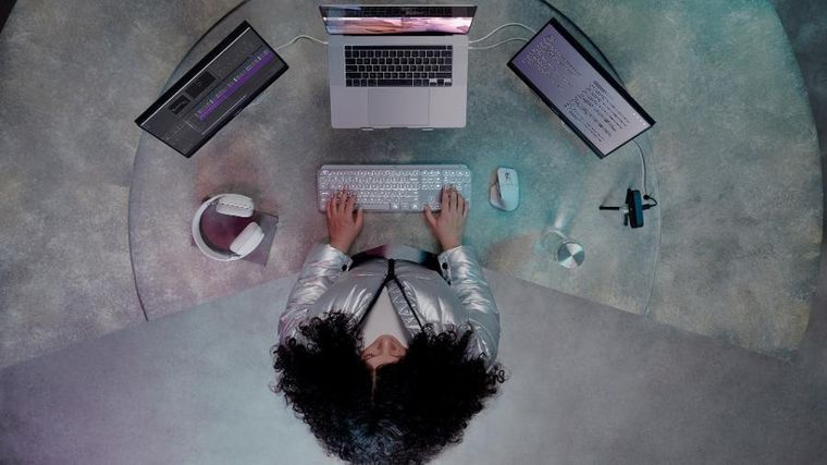 Logitech, MX Keys S US, klawiatura, grey