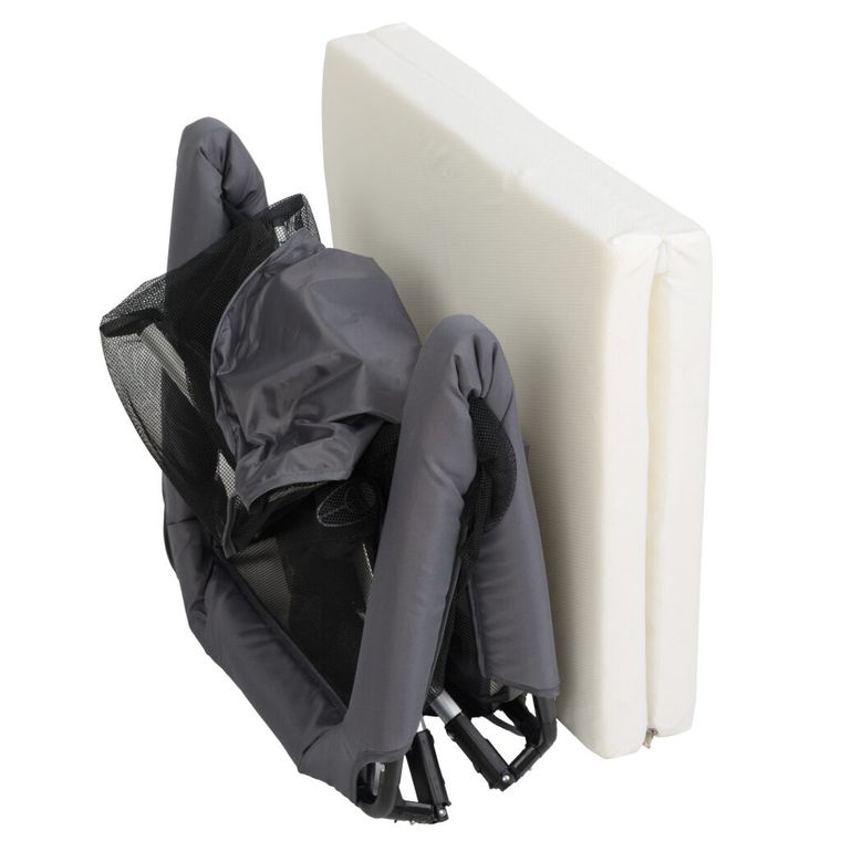 Luna Bambini, lekkie łóżeczko turystyczne, bez montażu, szare