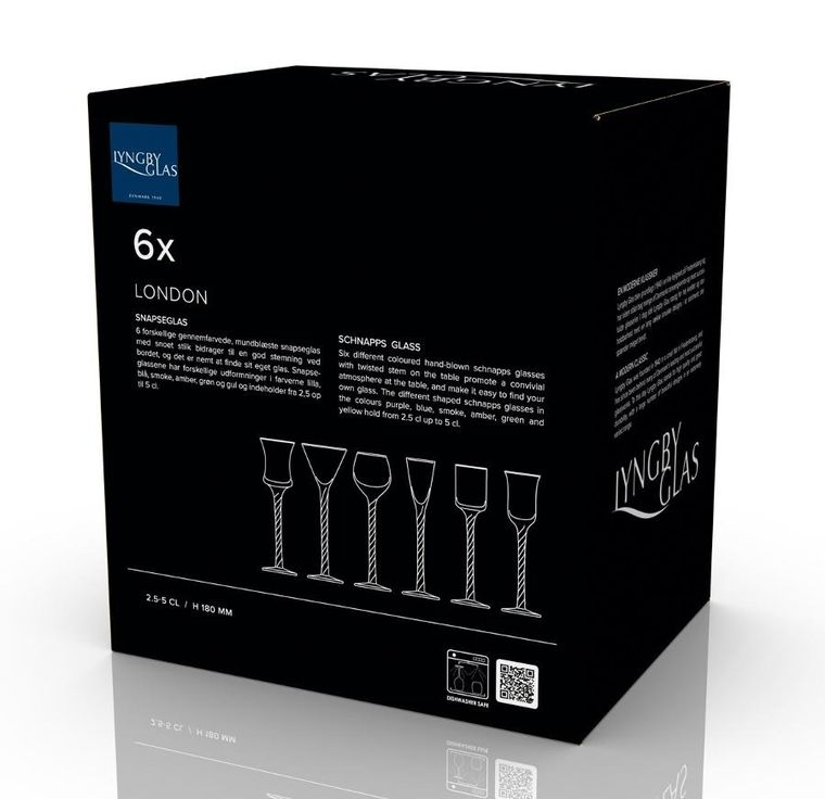 Lyngby Glas, Aquavit, kieliszki do wódki, London, 6 szt.