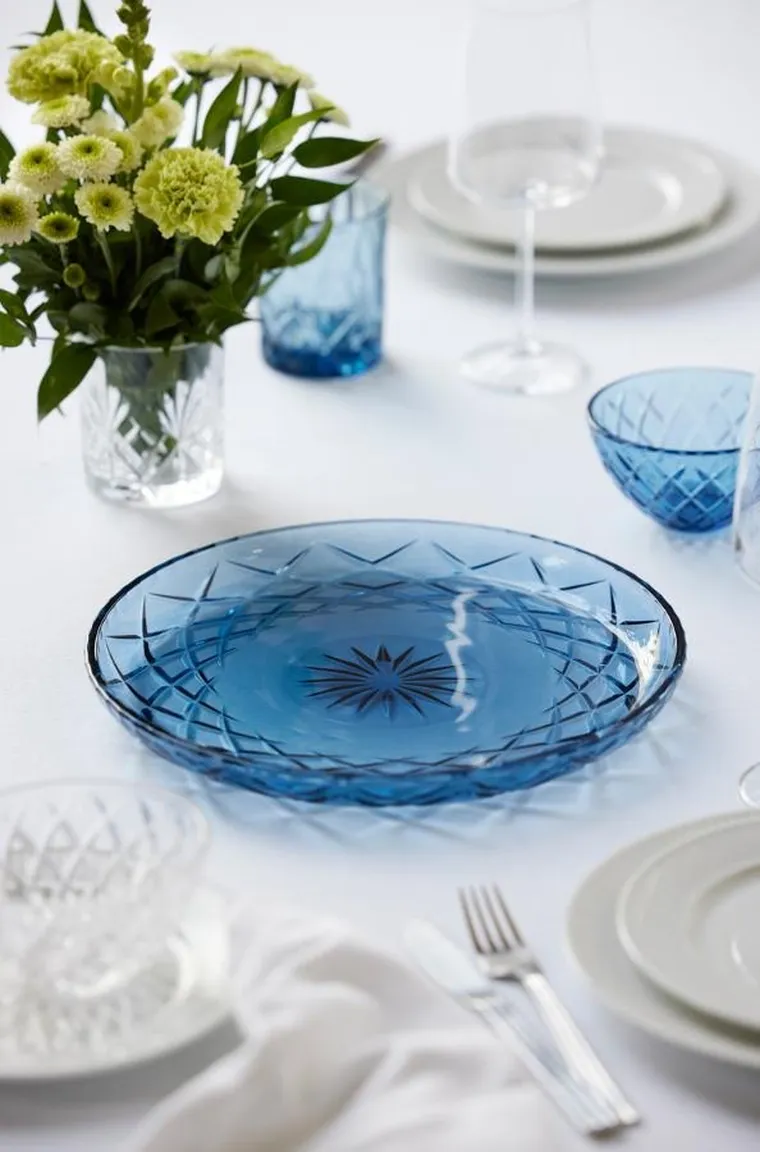 Lyngby Glas, talerz Sorrento, 30 cm, niebieski