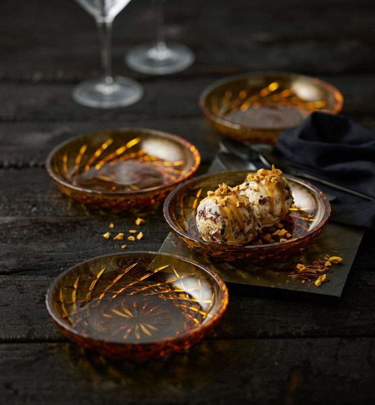 Lyngby Glas, talerze Sorrento, 16 cm, 4 szt., amber