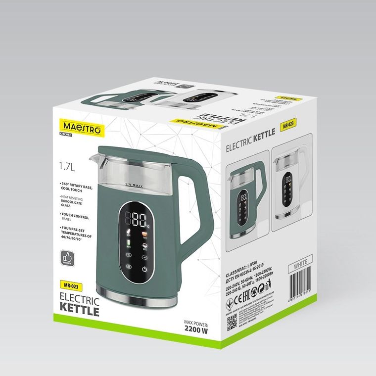 Maestro, czajnik elektryczny, biały, 1,7l, 2220W, MR-023