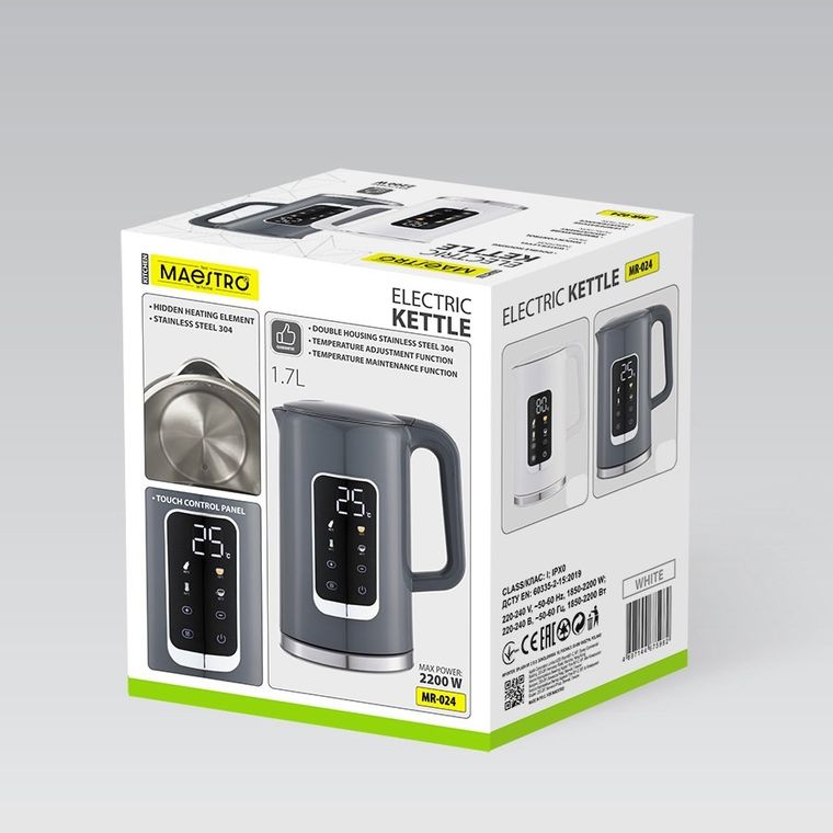 Maestro, czajnik elektryczny z regulacją temperatury, 1,7l, 2200W