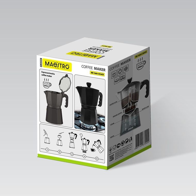 Maestro, kawiarka na 6 filiżanek, czarna, MR-1666-6