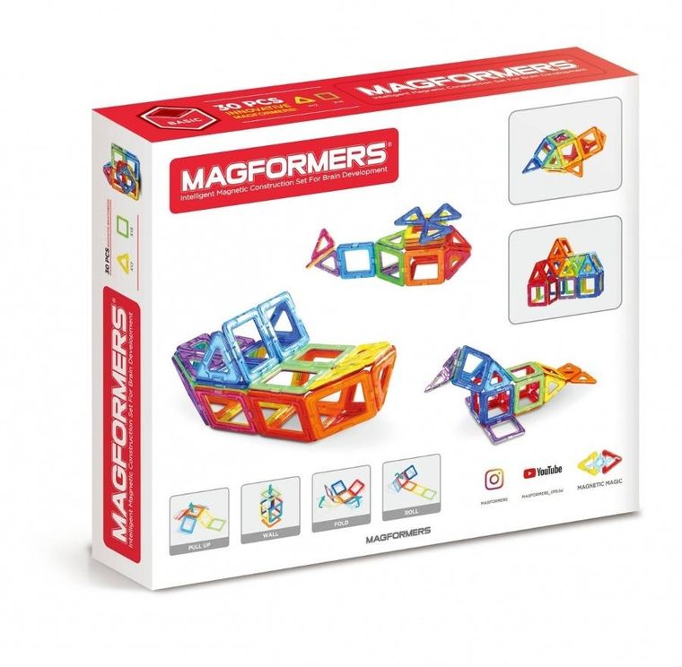 Magformers, Basic, klocki magnetyczne, 30 elementów