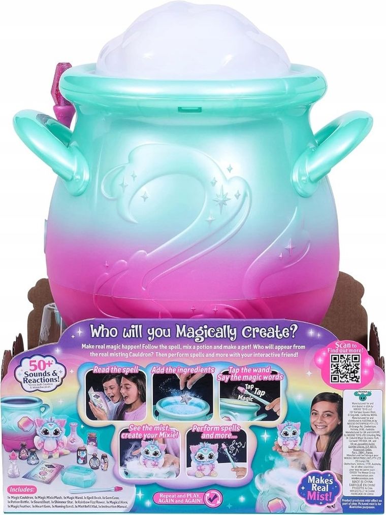 Magic Mixies, Magiczny Kociołek z maskotką, zabawka interaktywna, tęczowy