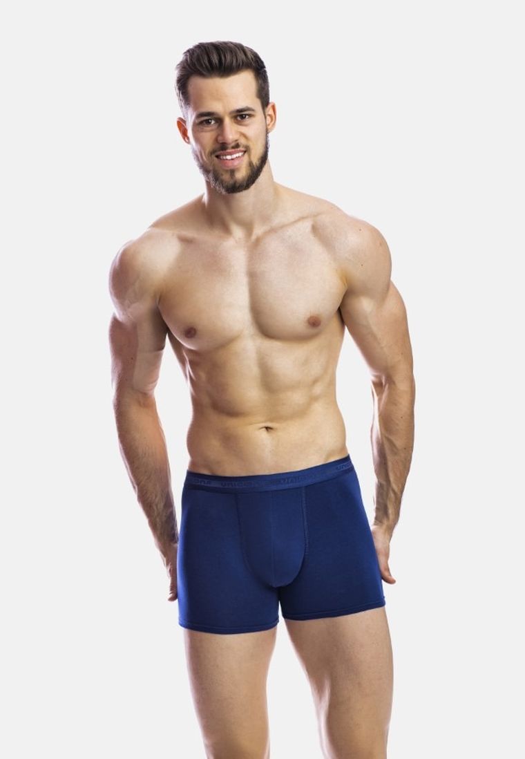 Majtki bokserki męskie, granatowe, zestaw, 3 szt., Uniconf