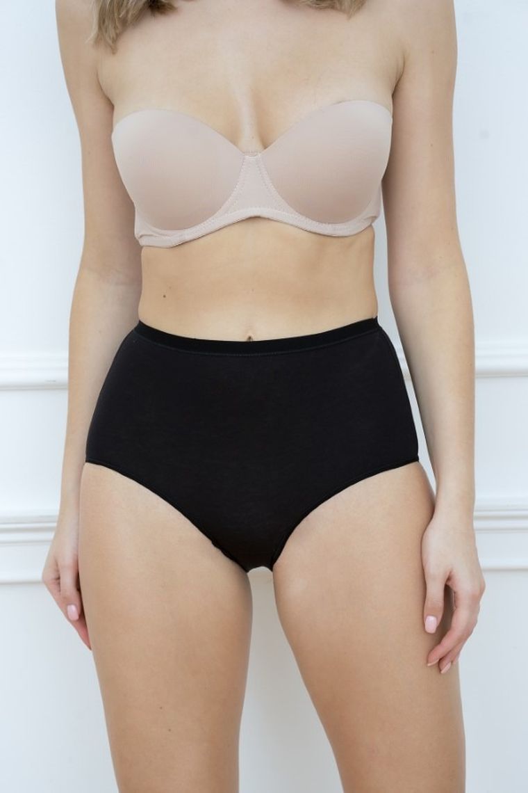 Majtki figi damskie z wysokim stanem, czarne, Ibiza, Italian Fashion