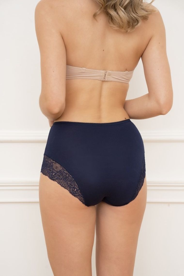 Majtki figi damskie z wysokim stanem, granatowe, Galaktyka, Italian Fashion