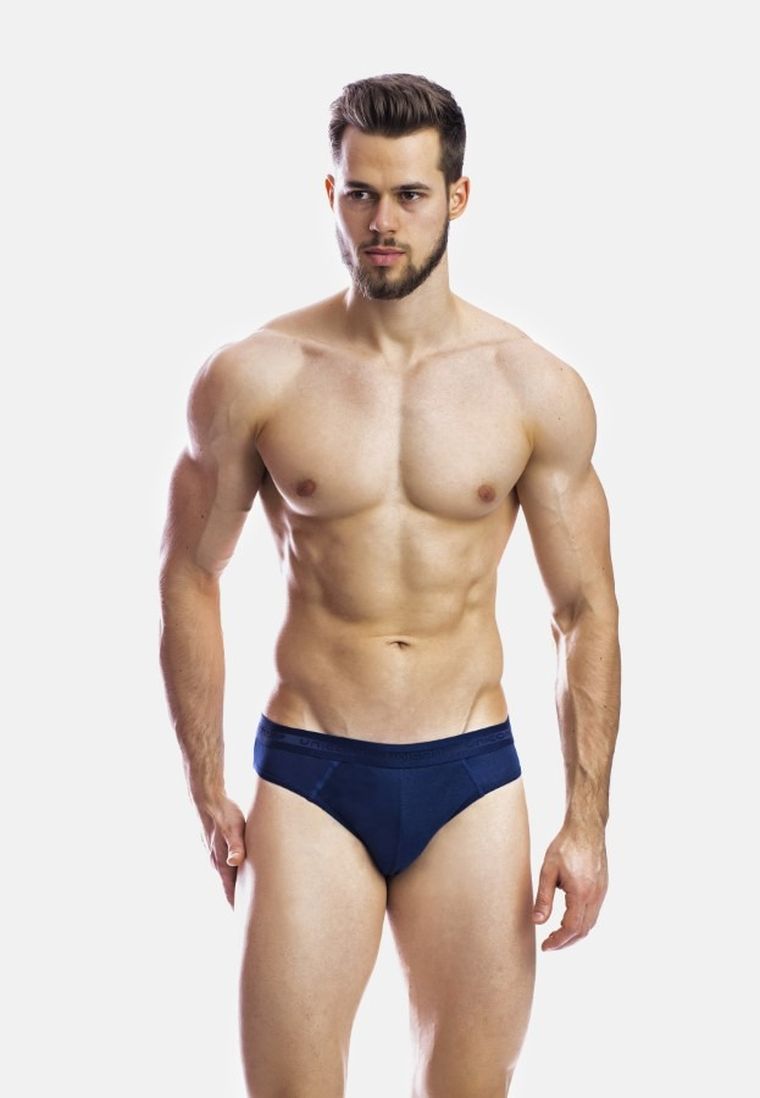 Majtki slipki męskie, granatowe, zestaw, 3 szt., Uniconf