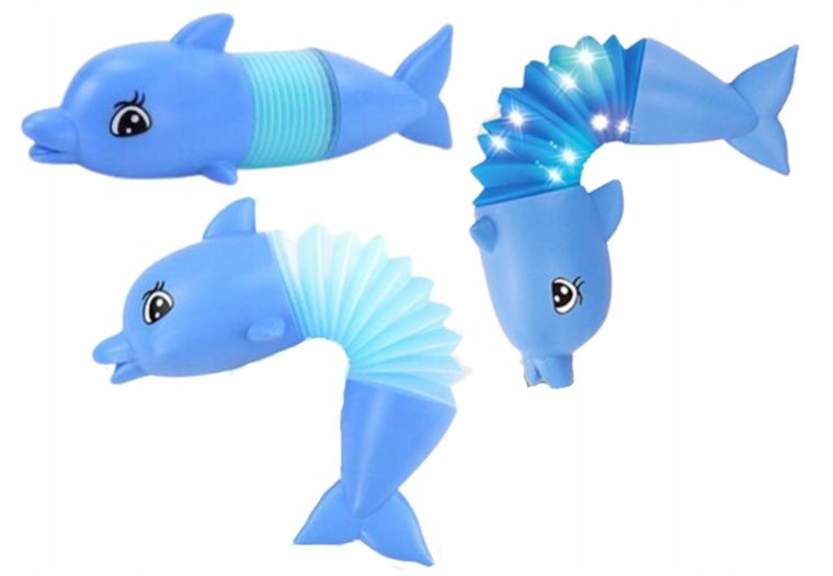 Maksik, Pop Tube, delfin, świecący gniotek, 1 szt.