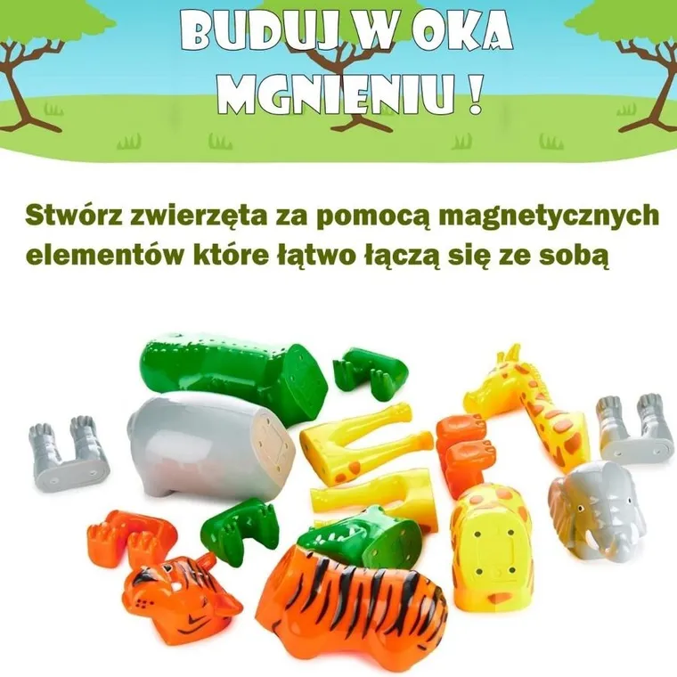 MalBlo, Magnetic, zwierzęta z dżungli, zestaw figurek