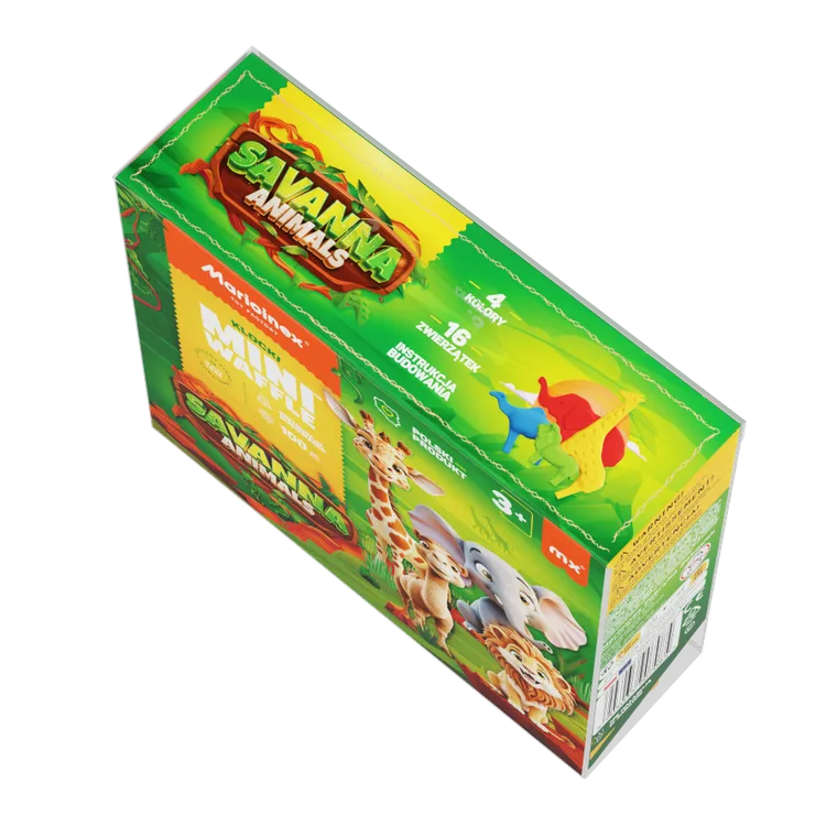 Marioinex, Mini Waffle, Animals Sawanna, klocki konstrukcyjne, 100 elementów