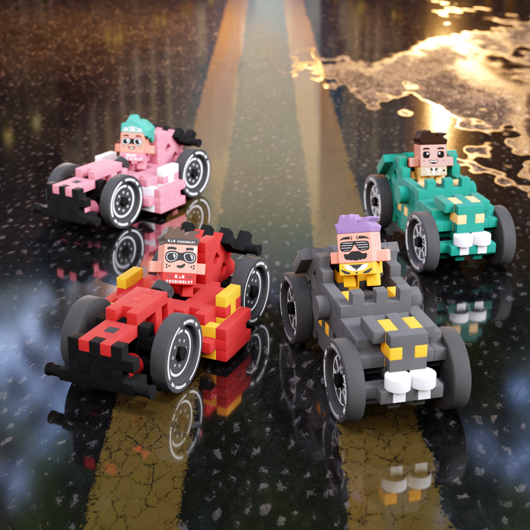 Marioinex, Mini Waffle, Cars, Pink Race Car, klocki konstrukcyjne, 50 elementów