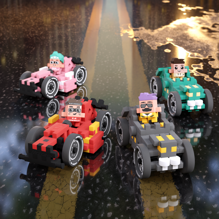 Marioinex, Mini Waffle, Cars, Red Race Car, klocki konstrukcyjne, 50 elementów