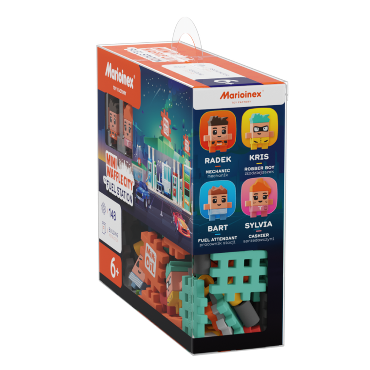 Marioinex, Mini Waffle, City, Stacja Paliw, klocki konstrukcyjne, 148 elementów