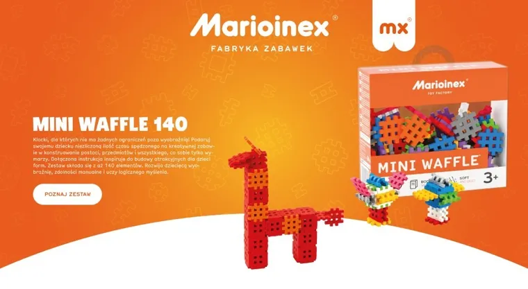 Marioinex, Mini Waffle, klocki konstrukcyjne, 140 elementów