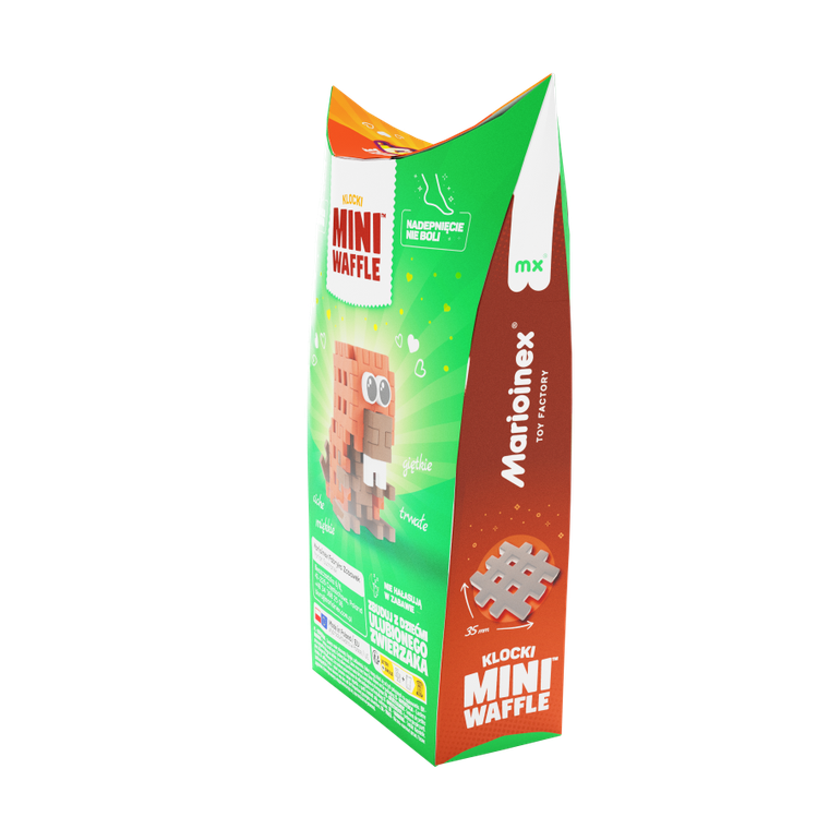 Marioinex, Mini Waffle, Pocket Pets, Bóbr, klocki konstrukcyjne, 25 elementów