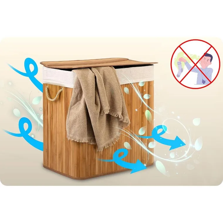 Massido, bambusowy kosz na pranie z pokrywą, 150l