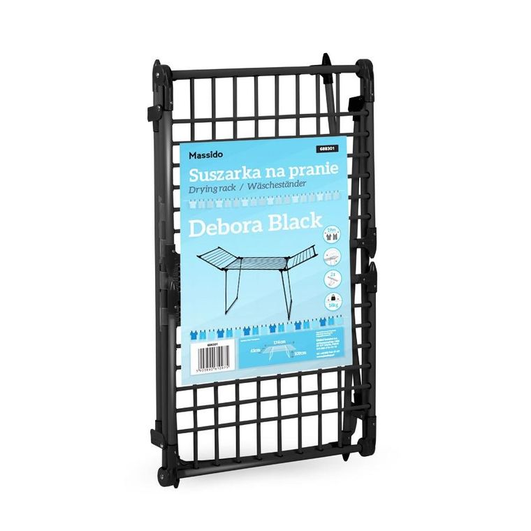 Massido, Debora, suszarka na pranie, rozkładana, czarna