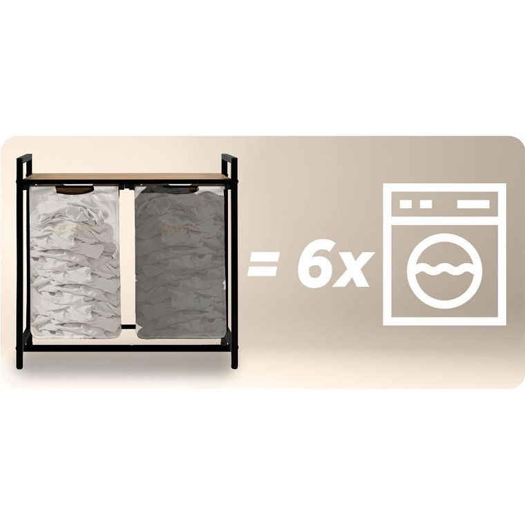 Massido, kosz na pranie, dwukomorowy na stelażu, 80l