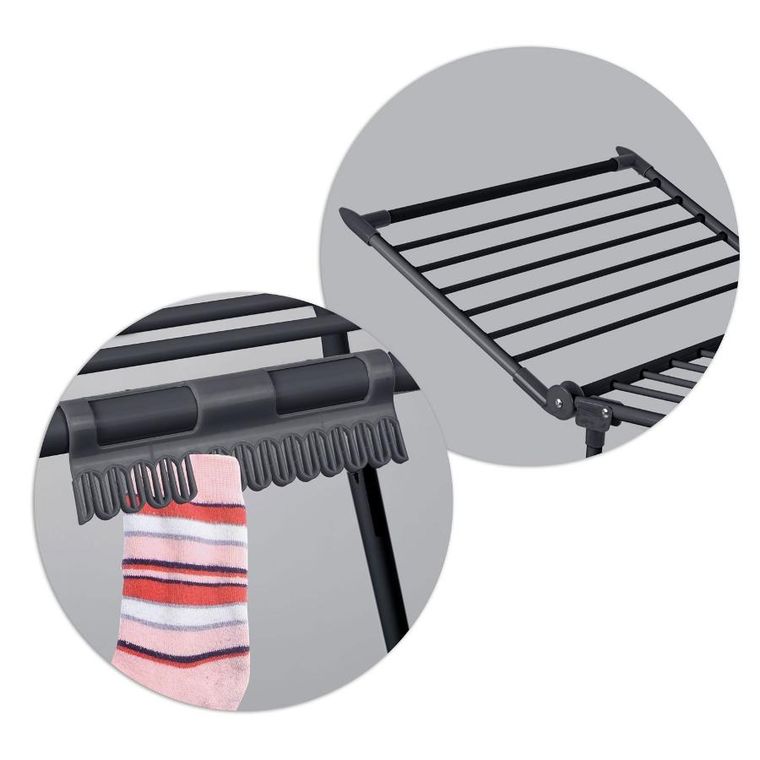 Massido, Lina, suszarka na pranie stojąca rozkładana, czarna, 22 mb