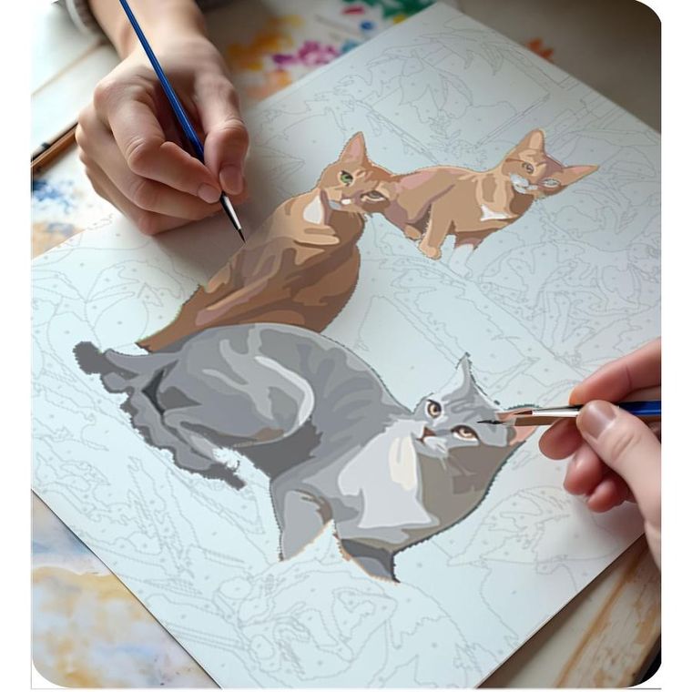 Massido, obraz do malowania po numerach, Koty, 40-50 cm