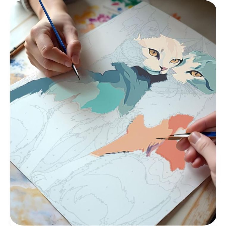 Massido, obraz do malowania po numerach, Koty, 40-50 cm