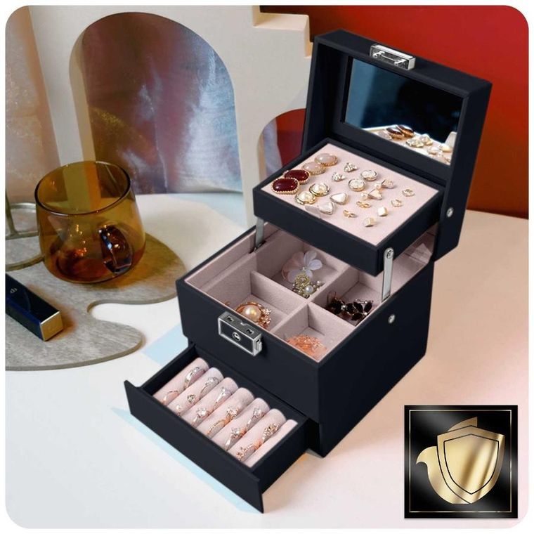 Massido, szkatułka na biżuterię, czarna