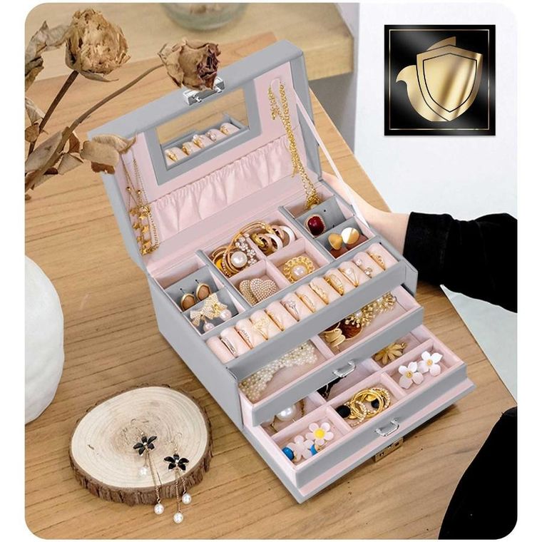 Massido, szkatułka na biżuterię, szara