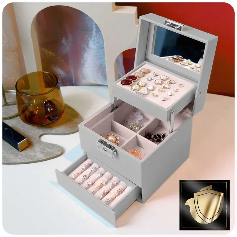 Massido, szkatułka na biżuterię, szara