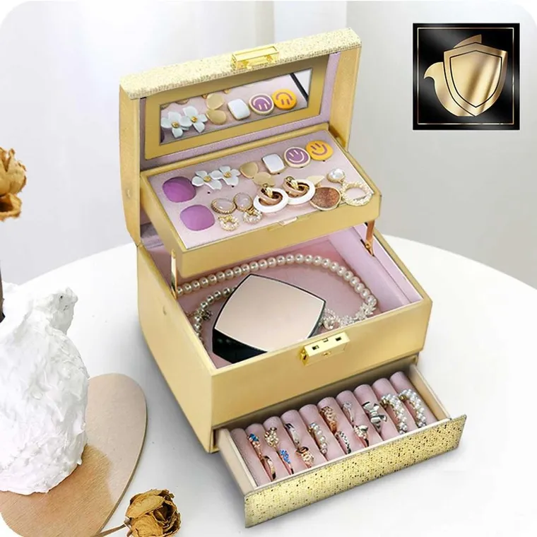 Massido, szkatułka na biżuterię, złota