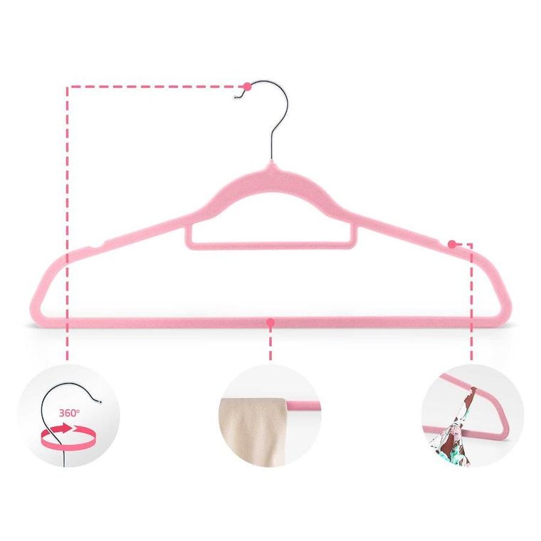 Massido, Welurowe wieszaki na ubrania, 20 szt., MS-859