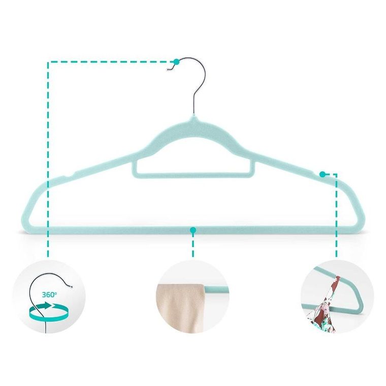 Massido, Welurowe wieszaki na ubrania, 20 szt., MS-859