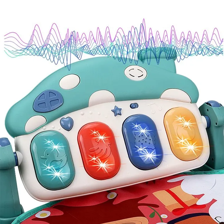 Mata edukacyjna dla niemowląt z pianinem, zielona
