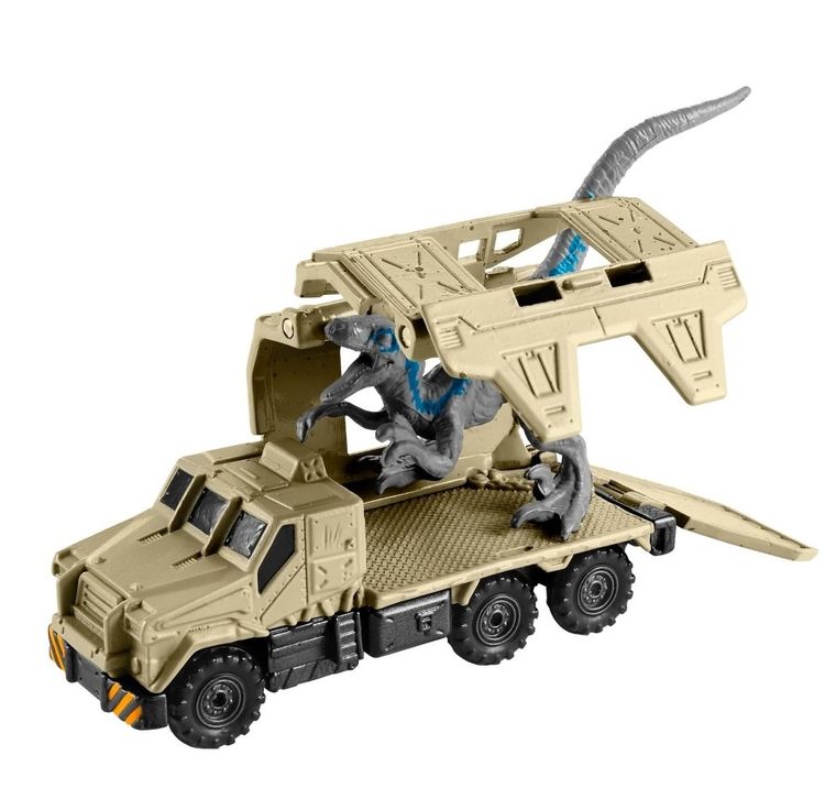 Matchbox, Jurassic World, transporter dinozaurów, zestaw z figurką Velociraptor