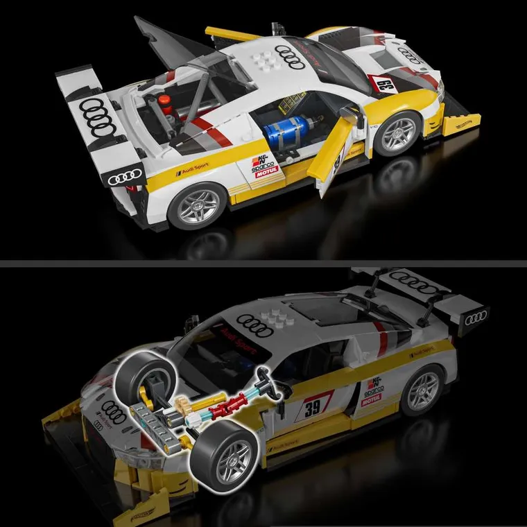 Mattel Brick Shop, Hot Wheels, '15 Audi R8 LMS, klocki, 820 elementów