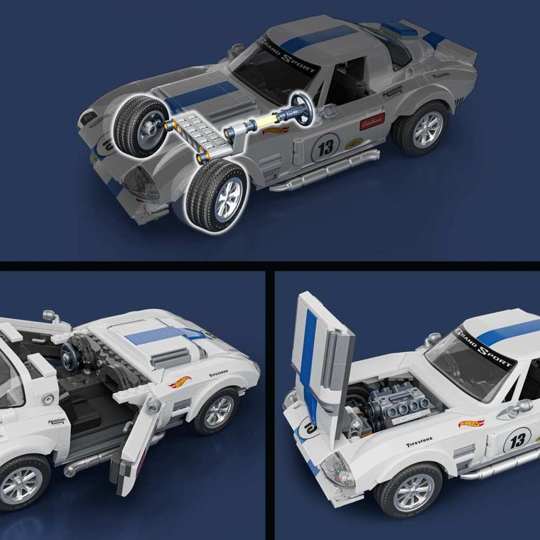 Mattel Brick Shop, Hot Wheels, Elite Series Corvette Grand Sport, klocki, 918 elementów